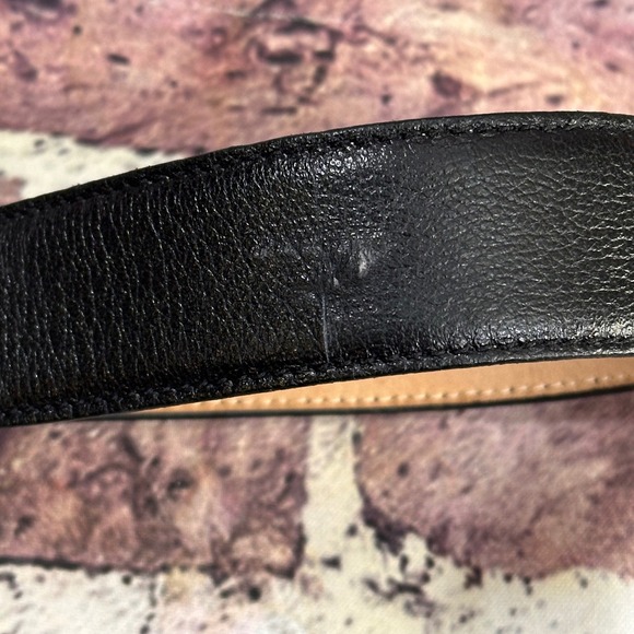 SWANK Black Leather Gold Buckle Full Grain Cowhide Lined Fashion Belt 32/80 - Picture 10 of 15